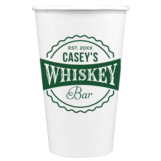 Whiskey Bar Label Paper Coffee Cups